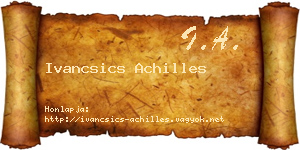 Ivancsics Achilles névjegykártya